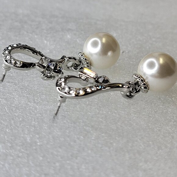 Pearl Drop Earring with Crystals - Picture 7 of 12